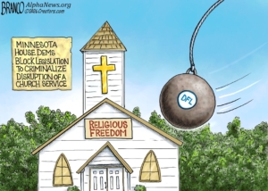Alpha News cartoon: War on churches